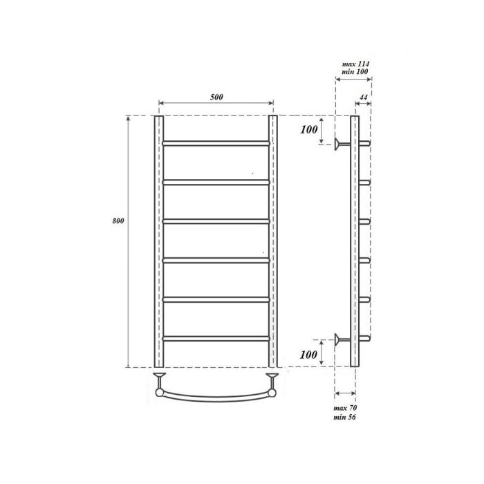 Водяной полотенцесушитель Point Афина PN04158 П6 500x800 Хром