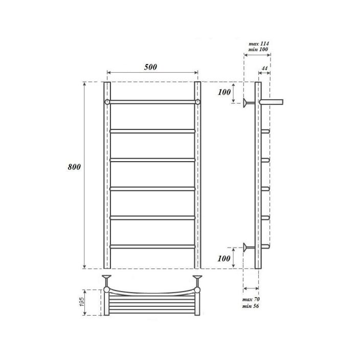 Водяной полотенцесушитель Point Афина PN04158P П5 500x800 с полкой Хром