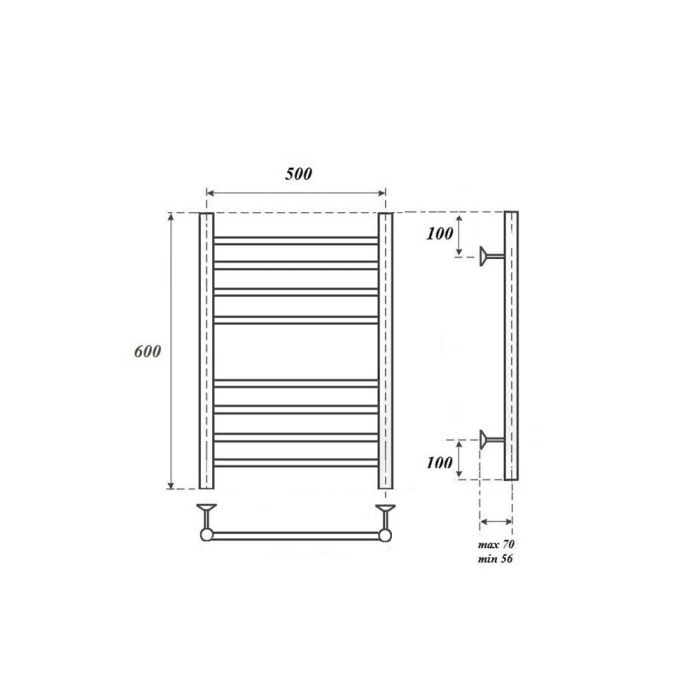 Водяной полотенцесушитель Point Аврора PN10156S П8 500x600 Хром