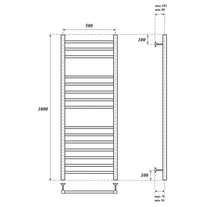 Водяной полотенцесушитель Point Аврора PN10150S П15 500x1000 Хром