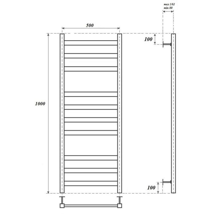 Водяной полотенцесушитель Point Меркурий PN83150 П10 500x1000 Хром