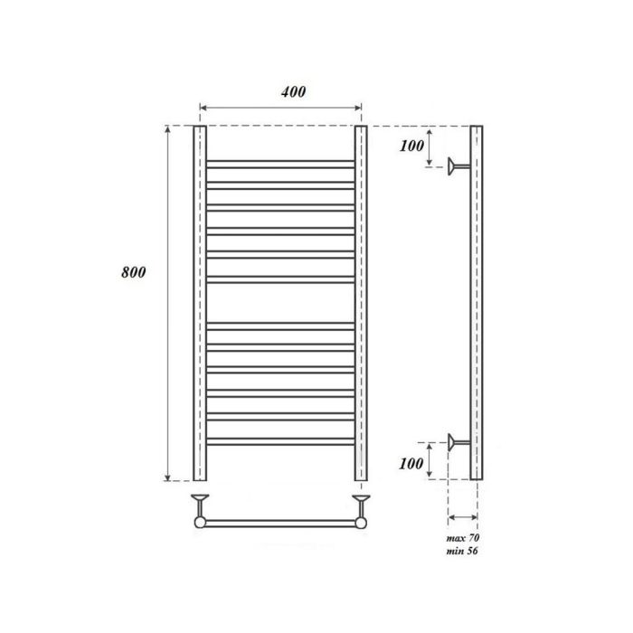 Электрический полотенцесушитель Point Аврора PN10148SE П12 400x800 левый/правый Хром