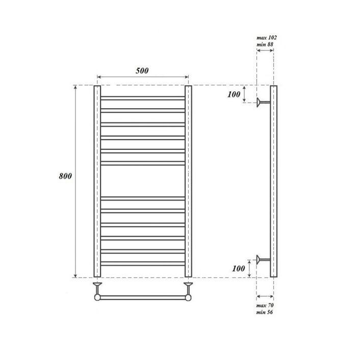 Электрический полотенцесушитель Point Аврора PN10158SE П12 500x800 левый/правый Хром