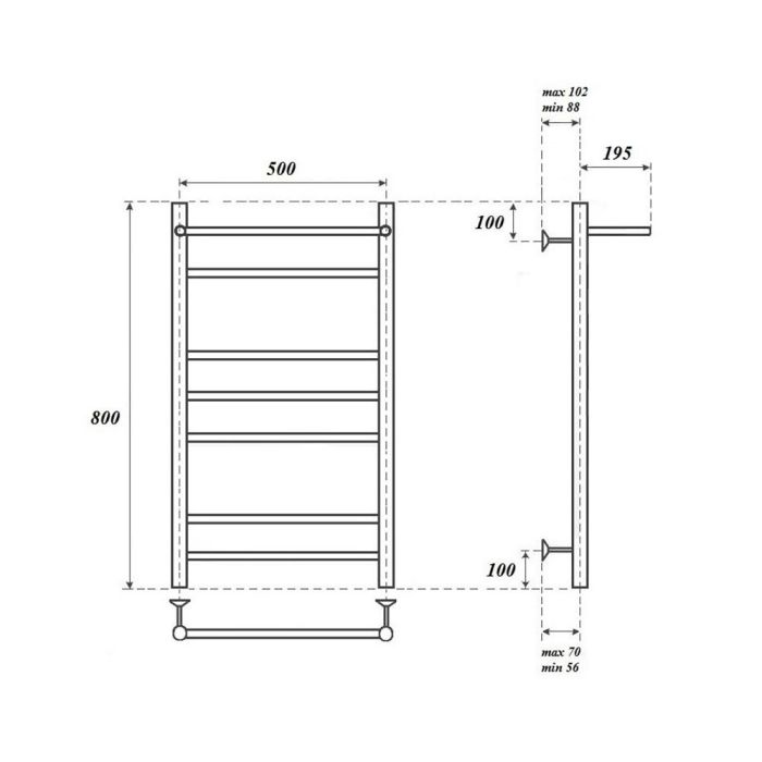 Электрический полотенцесушитель Point Аврора PN10158PE П6 500x800 с полкой левый/правый Хром