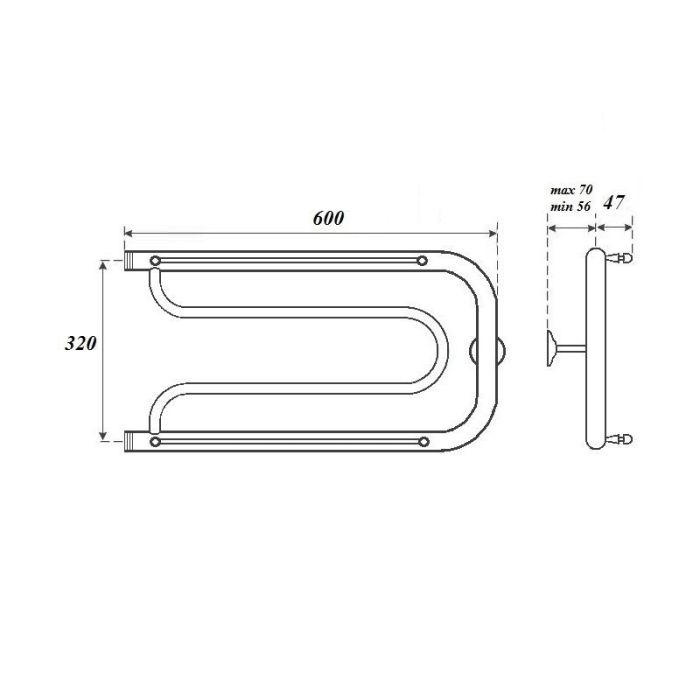 Водяной полотенцесушитель Point Фокстрот PN21336P 320x600т с полкой Хром