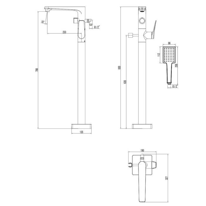 Смеситель для ванны Lemark Bronx LM3744BL Черный