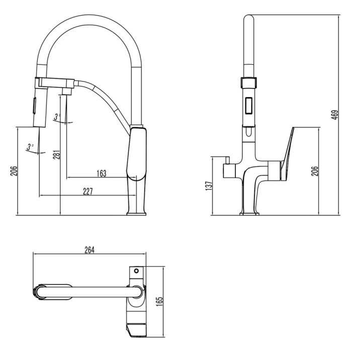 Смеситель для кухни Lemark Comfort LM3074C, Хром Черный