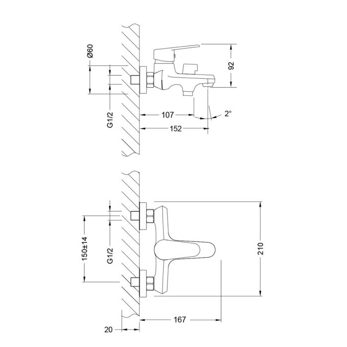 Смеситель для ванны Lemark Point LM0314C, Хром