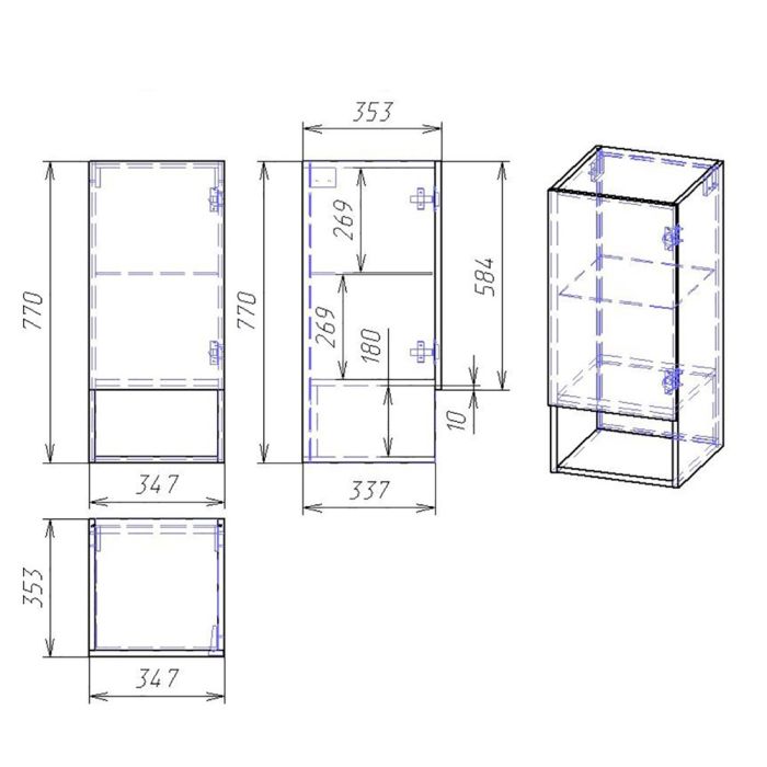 Подвесной шкаф Dreja Perfecto 35 99.0810 подвесной, белый глянец