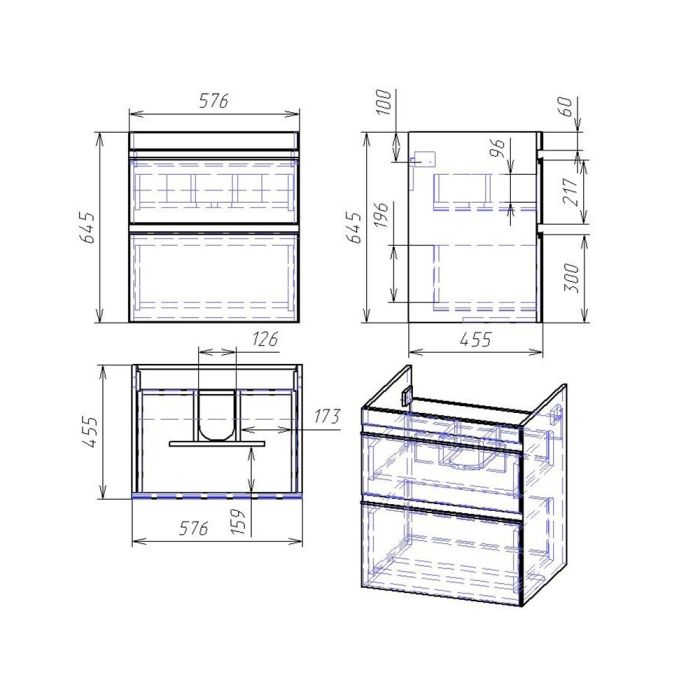 Тумба под раковину Dreja Grace Plus 60 99.0904, белый глянец