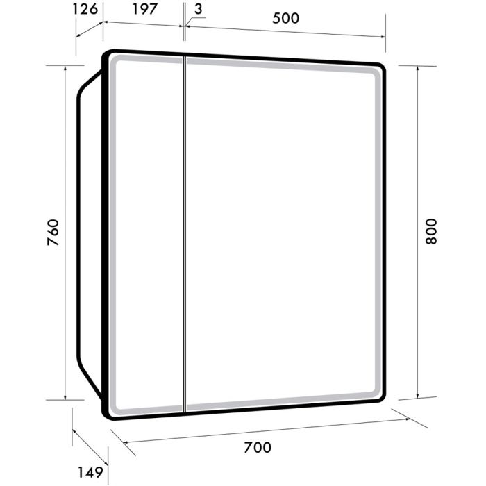 Зеркальный шкаф Dreja Point 70 99.9033 с подсветкой, Белый с инфракрасным выключателем