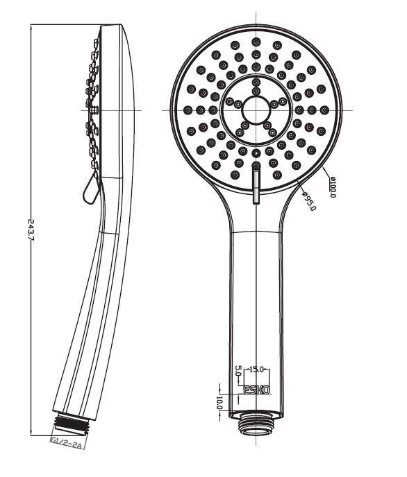 Ручной душ ESKO 5-режимный 95 мм (SPL955)