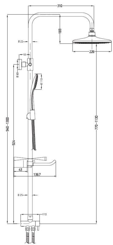 Душевая система ESKO (ST1300)