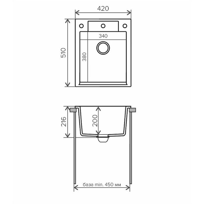 Кухонная мойка Polygran Argo-420 №16 627321 Черная