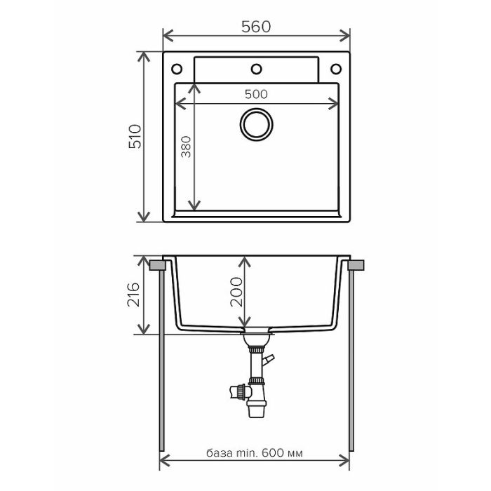 Кухонная мойка Polygran Argo-560 №16 575806 Черная