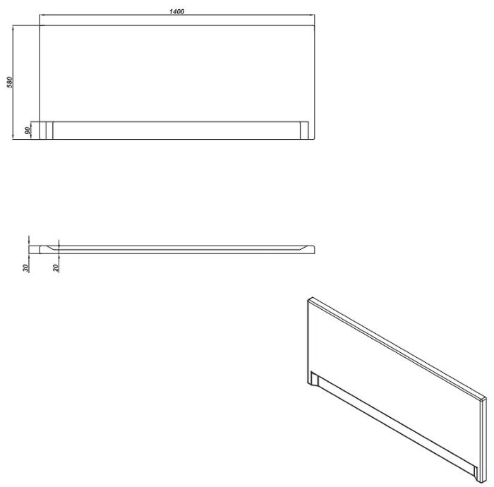 Фронтальная панель для ванны Cersanit Universal Type 1 140 63365 Белая