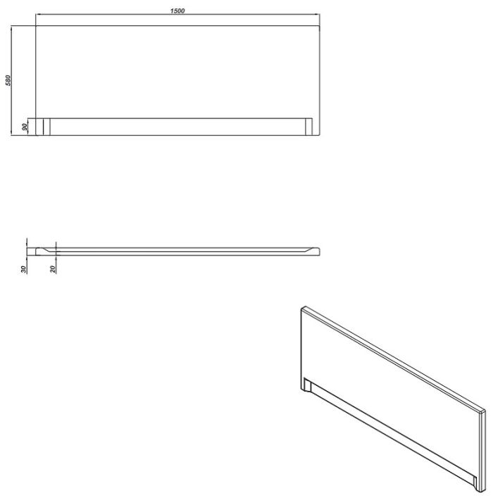 Фронтальная панель для ванны Cersanit Universal Type 1 150 63326 Белая