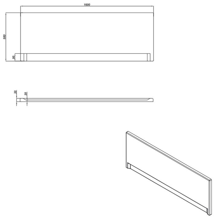 Фронтальная панель для ванны Cersanit Universal Type 1 160 63327 Белая