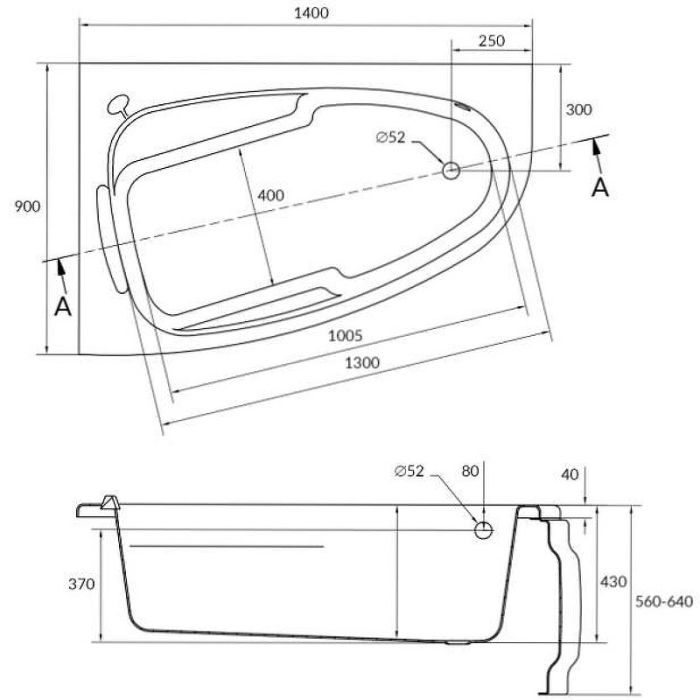 Акриловая ванна Cersanit Joanna 140x90 L 63334 без гидромассажа