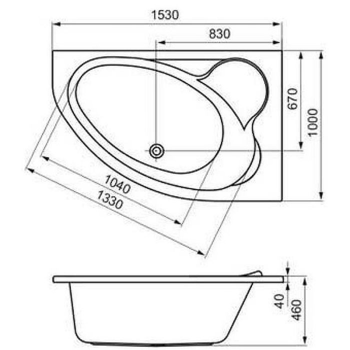 Акриловая ванна Cersanit Kaliope 153x100 R 63442 без гидромассажа