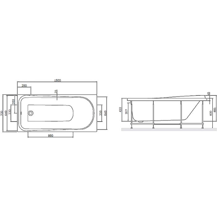 W80A-150-070W-A Like, ванна акриловая A0 150х70 см, шт