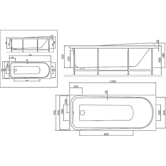 W80A-170-070W-A Like, ванна акриловая A0 170х70 см,шт