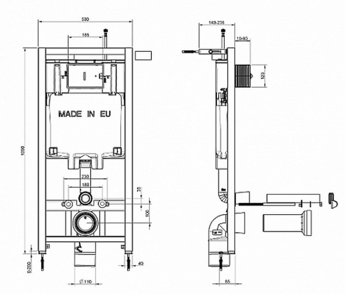 Комплект Jacob Delafon Vox E21746RU-00 кнопка хром