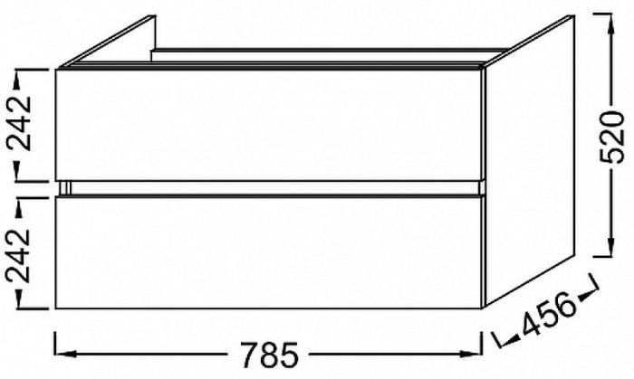 EB2382-E75 Тумба под раковину 80см, 2 ящика, цвет Дуб Давос натуральный