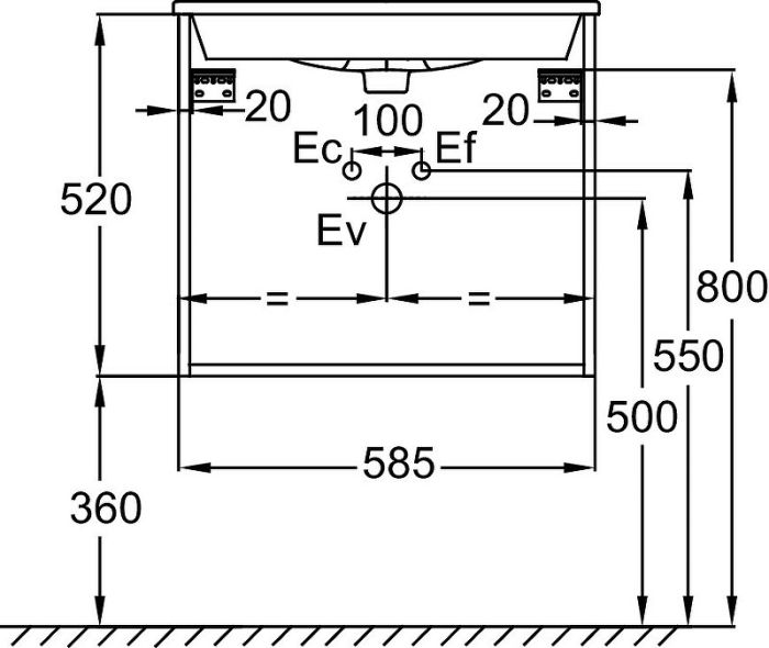 EB2381-E75 Tolbiac Тумба под раковину 60см, 2 ящика, цвет Дуб Давос натуральный