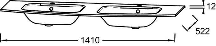 EB1887RU-DE4 Nona стеклянная раковина, матовый серый, 140 см, 2 раковины