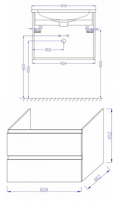 Тумба под раковину Jacob Delafon Madeleine 60x46 EB2052-J52 черный глянец