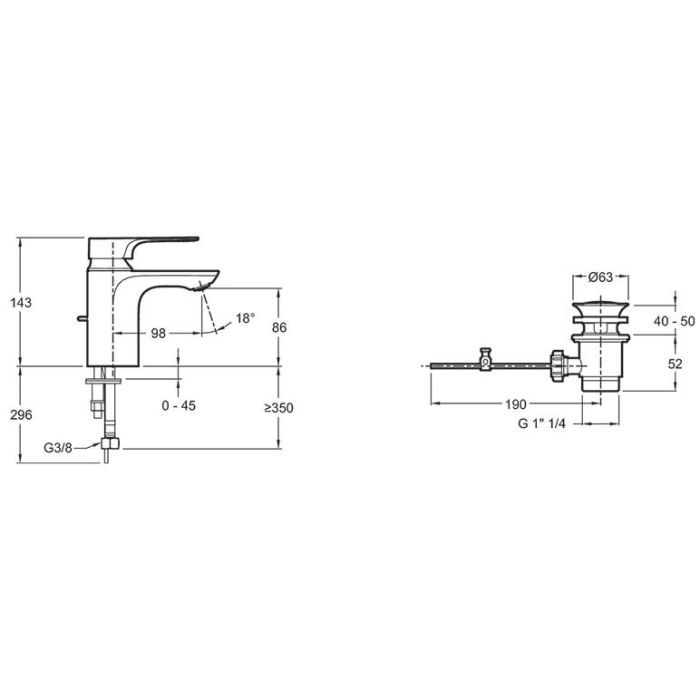 Смеситель для раковины Jacob Delafon Aleo+ E72312-CP