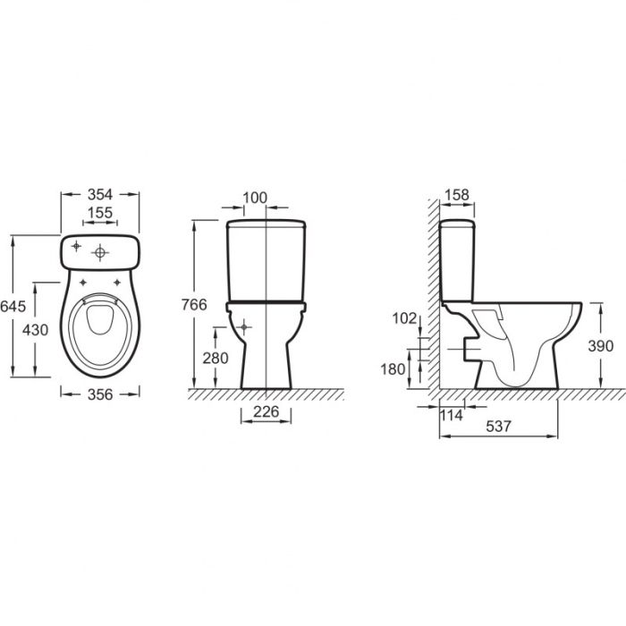 Чаша напольного унитаза без обода Jacob Delafon Patio Rimless UJV102-00