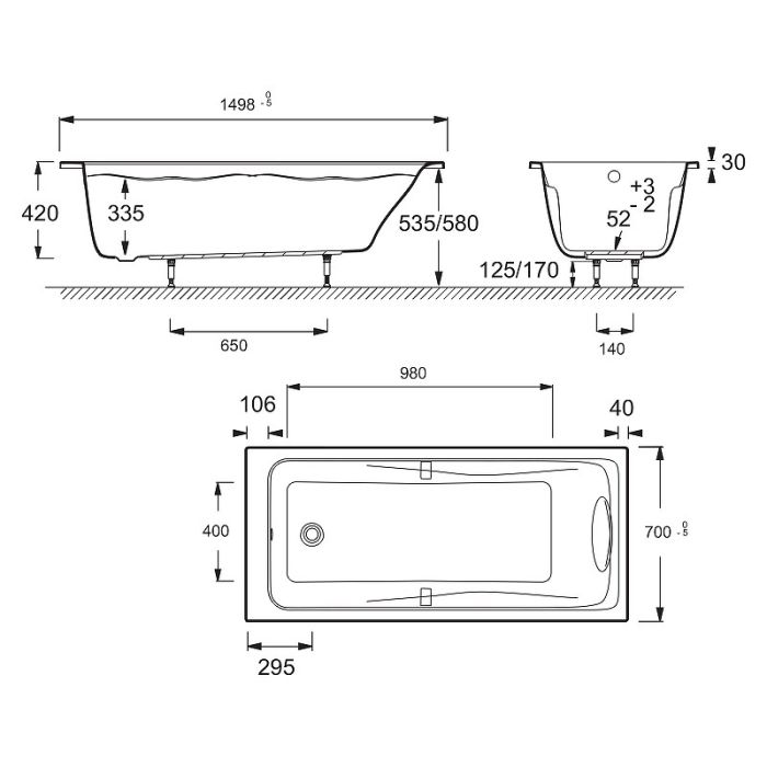 Акриловая ванна Jacob Delafon Odeon Up 150x70 E6060RU-00