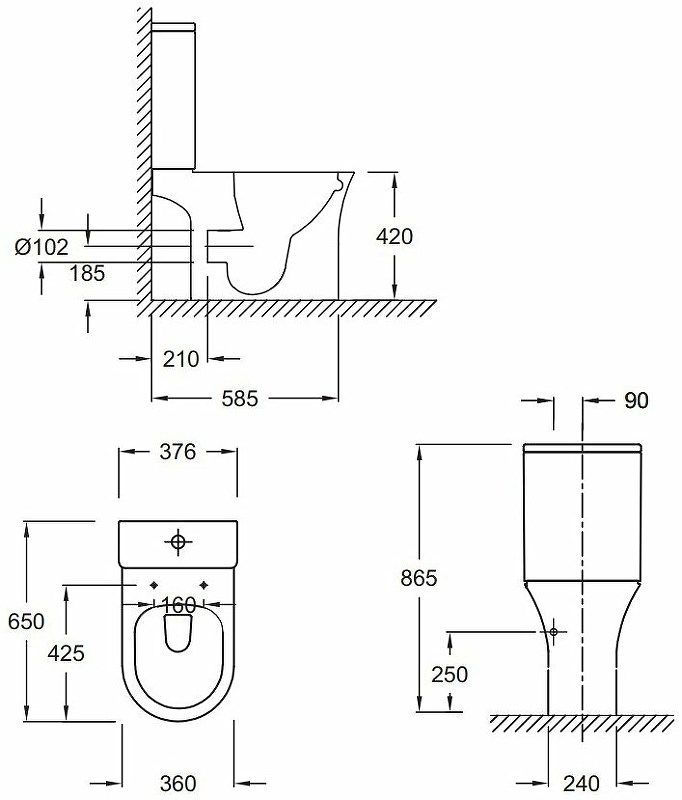 UJAL102-0 ALEO Чаша напольного унитаза, технология Rimless, крепления в комплекте