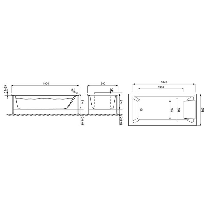 Акриловая ванна Jacob Delafon Sofa 180x80 E60516RU-00