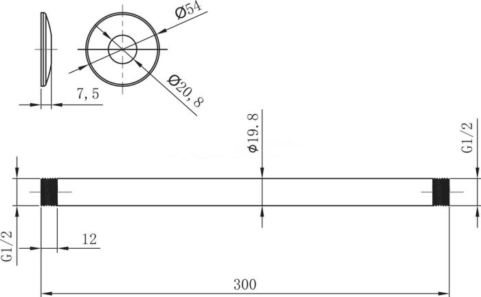 Кронштейн для верхнего душа Lemark LM8032C, Хром