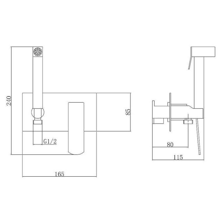 Гигиенический душ со смесителем Haiba HB55548-7 Черный матовый