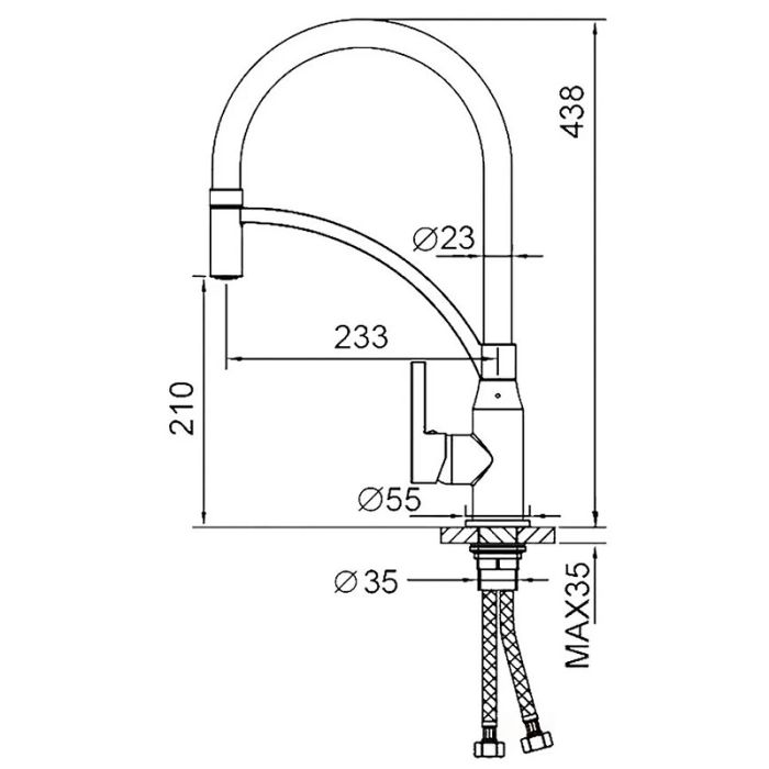 Смеситель для кухни Haiba HB73644-7 Черный матовый