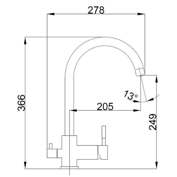 Смеситель для кухни Haiba HB76819-3 Оружейная сталь