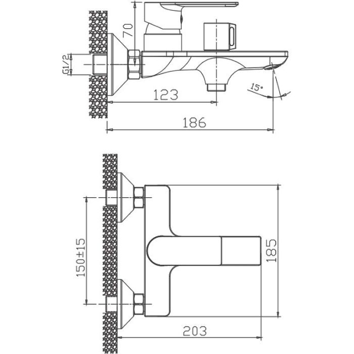 Смеситель для ванны Haiba HB60505-3 Оружейная сталь