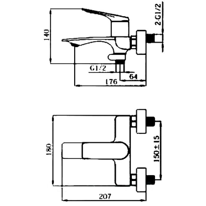 Смеситель для ванны Haiba HB60816-3 Оружейная сталь