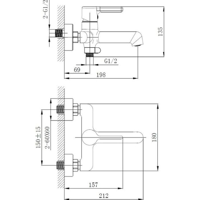 Смеситель для ванны Haiba (HB60814)