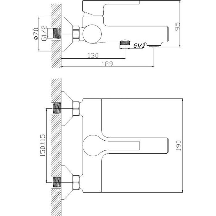 Смеситель для ванны Haiba (HB60652)