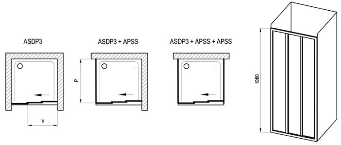 Душевая дверь Ravak Supernova ASDP3-90 00V70UR2ZG профиль Сатин стекло Grape