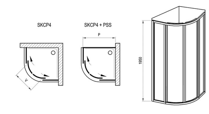 Душевой уголок Ravak Supernova SKCP4-90 90x90 3117O302ZG профиль Черный стекло Grape