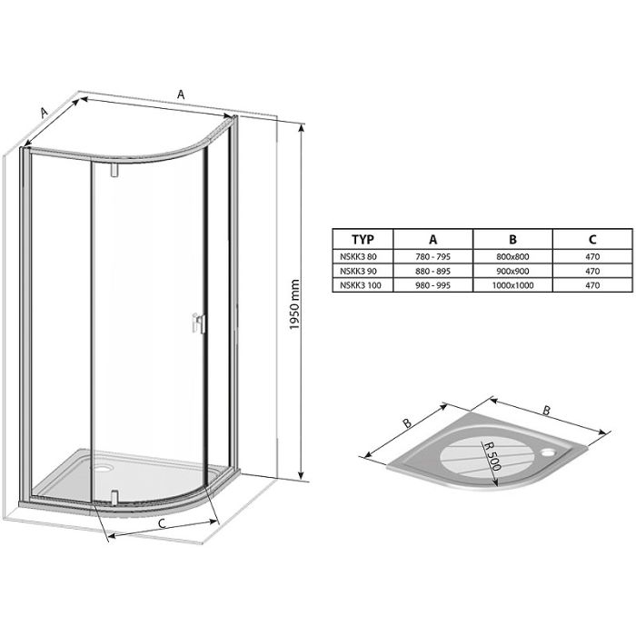 Душевой уголок Ravak Nexty NSKK3-100 100x100 3O6AAU00Z1 профиль Сатин стекло Transparent