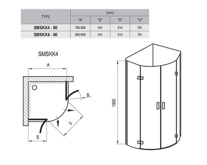 Душевой уголок Ravak Smartline SMSKK4-80 80x80 3S244A00Y1 профиль Хром стекло Transparent