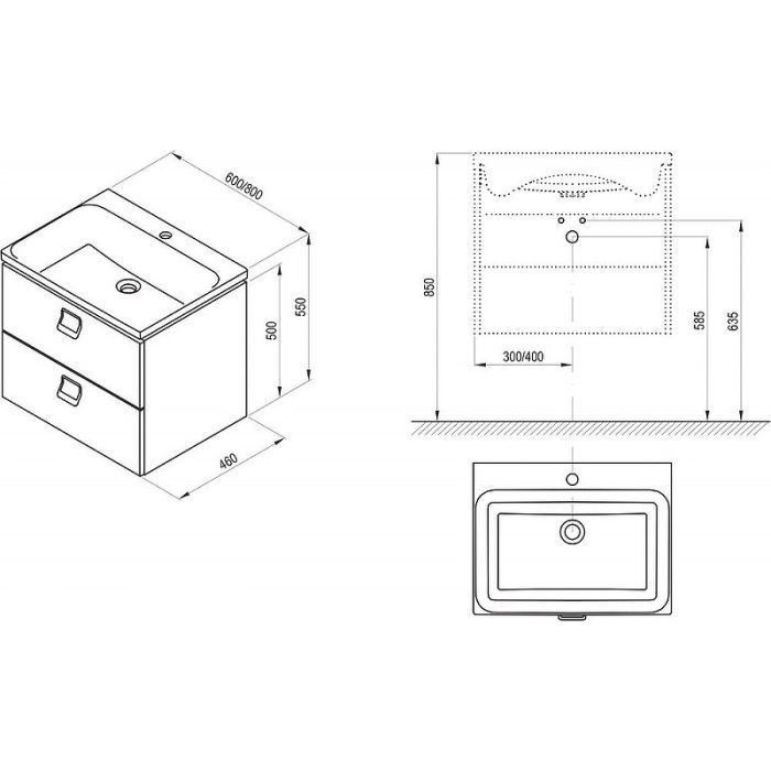 Тумба под раковину Ravak SD Comfort 80 X000001378 подвесная Белая глянцевая