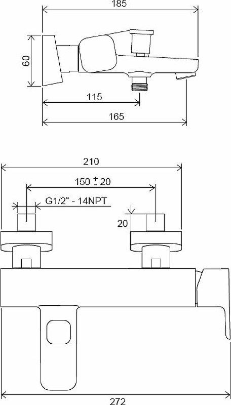 Смеситель для ванны Ravak 10° Free X070152 Черный матовый